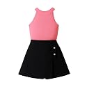 RIYANSHI Girls Sleeveless Ribbed Top amp Button