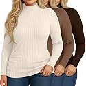 Riyiper 3 Pack Womens Plus Size Turtleneck Top Ribbed Base Layer