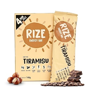 rize energy bar  caffeinated energy bar with 6gm high protein  sugar free and healthy snacks for men amp women  high fiber gluten free protein bars zero added sugar  pre and post work out protein bar tiramisu- pack of 4 bar