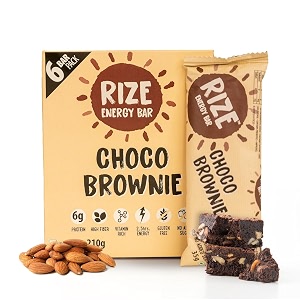 rize energy bar  caffeinated energy bar with 6gm high protein  sugar free and healthy snacks for men amp women  high fiber gluten free protein bars zero added sugar  pre and post work out protein bar choco brownie - pack of 6 bar