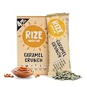 RIZE Energy Bar | Caffeinated Energy Bar with 5gm High Protein | Sugar Free and Healthy Snacks for Men &amp; Women | High Fiber, Gluten Free Protein Bars, Zero Added Sugar | Pre and Post Work Out Protein Bar (Caramel Crunch -