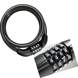 rizer cycle cable lock helmet lock self coiling 4 digit number combination cable bike locks steel black