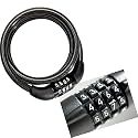 RIZER Cycle Cable Lock, Helmet Lock, Self Coiling 4 Digit Number Combination Cable Bike Locks, Steel, Black