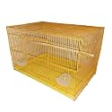 Rizopets Bird Cage, Crate for Rabbit, Parrots and Small Pets with Sliding Tray, 2 Feeding Cup &amp; 2 Perch with Secure Lock (15 Inches, Yellow)