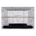 Rizopets Bird Cage, Crate for Rabbit, Parrots and Small Pets with Sliding Tray, 2 Feeding Cup &amp; 2 Perch with Secure Lock (1.5 Feet, Black), Metal