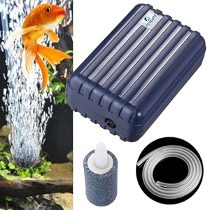 rizopets super silent single outlet aquarium air pump air aquarium pump with accessories 1 meter pipe and stone 9 cm x 6 cm x 4 cm blue