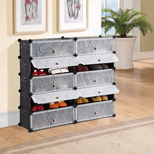 rj creation 10 door 10 shelf plastic metal plastic collapsible shoe stand plastic shoe stand printed black 10 shelves diydo-it-yourself