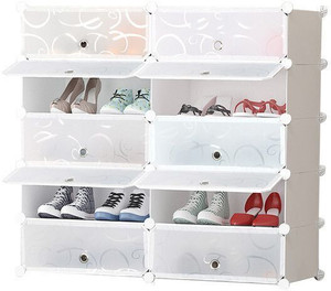 rj creation 10 door 10 shelf plastic metal plastic collapsible shoe stand plastic shoe stand printed white 10 shelves diydo-it-yourself