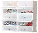 RJ CREATION 10 Door 10 Shelf Plastic Metal Plastic Collapsible Shoe Stand Plastic Shoe Stand (PRINTED WHITE, 10 Shelves, DIY(Do-It-Yourself))