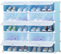 RJ CREATION 10 Door 10 Shelf Plastic Metal Plastic Collapsible Shoe Stand Plastic Shoe Stand (PRINTED SKY BLUE, 10 Shelves, DIY(Do-It-Yourself))