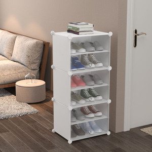 rj creation 3 door 6 shelf plastic metal plastic collapsible shoe stand plastic shoe stand white 6 shelves diydo-it-yourself