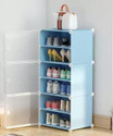 RJ CREATION 3 Door 6 Shelf Plastic Metal Plastic Collapsible Shoe Stand Plastic Shoe Stand (SKYBLUE, 6 Shelves, DIY(Do-It-Yourself))
