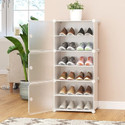 RJ CREATION 3 Door 6 Shelf Plastic Metal Plastic Collapsible Shoe Stand Plastic Shoe Stand (Off White, 6 Shelves, DIY(Do-It-Yourself))
