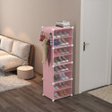RJ CREATION 4 Door 8 Shelf Plastic Metal Plastic Collapsible Shoe Stand Plastic Shoe Stand (PINK, 8 Shelves, DIY(Do-It-Yourself))