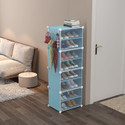 RJ CREATION 4 Door 8 Shelf Plastic Metal Plastic Collapsible Shoe Stand Plastic Shoe Stand (SKY BLUE, 8 Shelves, DIY(Do-It-Yourself))