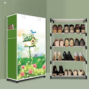 rj creation 4 tier foldable shoe rack  space saver universal for entry bedroom  balcony plastic shoe rack