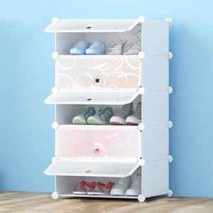 rj creation 5 door 5 shelf plastic metal plastic collapsible shoe stand plastic shoe stand white 5 shelves diydo-it-yourself
