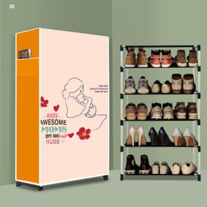 rj creation 5 tier foldable shoe rack  space saver universal for entry bedroom  balcony plastic collapsible shoe stand