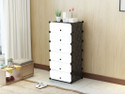 RJ CREATION 6 Door 6 Shelf Plastic Metal Plastic Collapsible Shoe Stand Plastic Shoe Stand (PRINTED BLACK-WHITE, 6 Shelves, DIY(Do-It-Yourself))