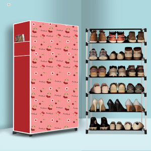 rj creation 6 tier foldable shoe rack  space saver universal for entry bedroom  balcony plastic shoe stand