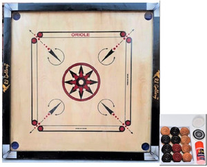 rj gallery large wooden carrom board with 1 set of wooden coins striker and disco powder 4 cm carrom board