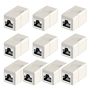 rj45 coupler 10 pack ethernet adapters female to female ethernet cable extender adapter 8-pin modular straight through network connectors for cat8cat7cat6cat6acat5ecat5 ethernet cablewhite