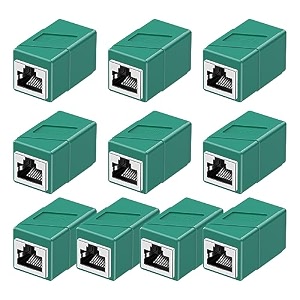 rj45 coupler 10 pack ethernet adapters female to female ethernet cable extender adapter 8-pin modular straight through network connectors for cat8cat7cat6cat6acat5ecat5 ethernet cablegreen