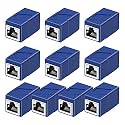 RJ45 Coupler, 10 Pack Ethernet Adapters Female to Female, Ethernet Cable Extender Adapter, 8-Pin Modular Straight Through, Network Connectors for Cat8/Cat7/Cat6/Cat6a/Cat5e/Cat5 Ethernet Cable(Blue)