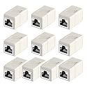 RJ45 Coupler, 10 Pack Ethernet Adapters Female to Female, Ethernet Cable Extender Adapter, 8-Pin Modular Straight Through, Network Connectors for Cat8/Cat7/Cat6/Cat6a/Cat5e/Cat5 Ethernet Cable(White)