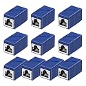RJ45 Coupler, 10 Pack Ethernet Adapters Female to Female, Ethernet Cable Extender Adapter, 8-Pin Modular Straight Through, Network Connectors for Cat8/Cat7/Cat6/Cat6a/Cat5e/Cat5 Ethernet Cable(Blue)