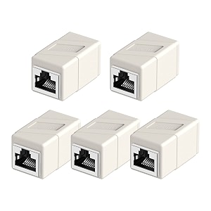 rj45 coupler 5 pack ethernet adapters female to female ethernet cable extender adapter 8-pin modular straight through network connectors for cat8cat7cat6cat6acat5ecat5 ethernet cablewhite