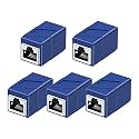RJ45 Coupler, 5 Pack Ethernet Adapters Female to Female, Ethernet Cable Extender Adapter, 8-Pin Modular Straight Through, Network Connectors for Cat8/Cat7/Cat6/Cat6a/Cat5e/Cat5 Ethernet Cable(Blue)