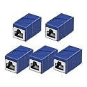 RJ45 Coupler, 5 Pack Ethernet Adapters Female to Female, Ethernet Cable Extender Adapter, 8-Pin Modular Straight Through, Network Connectors for Cat8/Cat7/Cat6/Cat6a/Cat5e/Cat5 Ethernet Cable(Blue)