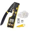 RJ45 Crimp Tool Pass Through Cat5e Cat6 Ethernet Crimping Tool All-in-one Crimper Cable Stripper Cutter For RJ45 Connectors And RJ11/RJ12 Standard Data Cable Plugs