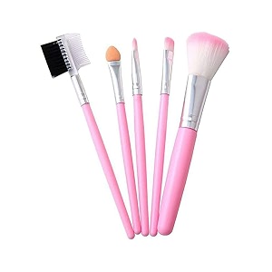 tya 6155 makeup kit - 5 pink brushes 3in1 combo 36h eyeliner kajal compact lipstick fixer primer contour foundation 3 makeup puffs pack of 20