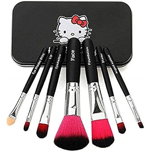 tya 6155 makeup kit with 7 black makeup brush fixer primer contour foundation eyelash curler with eyelashes gluekajal36h and 3in1 combo - pack of 19