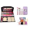 TYA 6155 Makeup Kit with 7 Pink Makeup Brushes and 6in1 Makeup Sponges - (Pack of 14) Multicolor