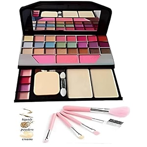 tya 6155 multicolor makeup kit with 5 pcs pink mini makeup brushes set - pack of 6