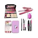 RJGUDDU TYA 6155 Multicolor Makeup Kit and 7 Pink Makeup Brushes,36H Eyeliner, 3in1 Eyeliner,Mascara,Eyebrow Pencil, Kajal, Pink Blender with Hair Straightener - (Pack of 15)