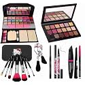 Tya Fashion 6155 Multicolour Makeup Kit With 7 Black Makeup Brushes, Rosegold Eyeshadow Palatte,36H, Kajal, 3In1 Eyeliner, Mascara, Eyebrow Pencil, Eyelash Curler, Beauty Blender -(Pack Of 16)