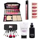 TYA Fashion 6155 Multicolour Makeup Kit with 7 Black Makeup Brushes, Matte Fixer, Makeup Base Primer and Matte Lipstick - (Pack of 11)