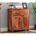 RK Deck Solid Sheesham Wood Sideboard Cabinet 2 Door 2 Drawer Storage Unit Wooden Cupboard Console for Living Room Bedroom Dining Furniture Brown Finish
