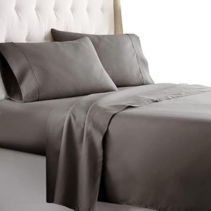100 pure natural egyptian cotton 450 thread count 3 piece luxurious ultra comfortable sateen weave 1 fitted up to 1234 deep  2 pillow bed sheet set 3 by 6 singledark grey solid