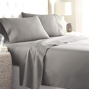 100 pure natural egyptian cotton 450 thread count 3 piece luxurious ultra comfortable sateen weave 1 fitted up to 1234 deep  2 pillow bed sheet set queen sizelight grey solid