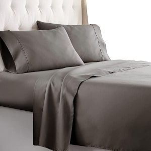100 pure natural egyptian cotton 450 thread count 3 piece luxurious ultra comfortable sateen weave 1 fitted up to 1234 deep  2 pillow bed sheet set 6 by 6 doubledark grey solid
