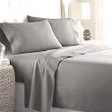 Natural Egyptian Cotton 450 TC 3 Piece Luxurious, Comfortable Sateen Weave 1 Fitted (Up to 12" Deep) 2 Pillow Bed Sheet Set | Hotel Bedsheet | King Size,Light Grey Solid