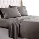 100% Pure Natural Egyptian Cotton 450 Thread Count 3 Piece Luxurious| Ultra Comfortable| Sateen Weave 1 Fitted (Up to 12" Deep) + 2 Pillow Bed Sheet Set|| 3 by 6/ Single,Dark Grey Solid