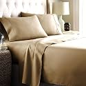 Natural Egyptian Cotton 450 TC 3 Piece Luxurious &amp; Comfortable Hotel Bedsheet Set | Sateen Weave 1 Fitted (Up to 12" Deep) with 2 Pillow Bed Sheet Set | 3 by 6/ Single,Taupe Solid