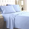 100% Pure Natural Egyptian Cotton 450 Thread Count 3 Piece Luxurious| Ultra Comfortable| Sateen Weave 1 Fitted (Up to 12" Deep) + 2 Pillow Bed Sheet Set|| 3 by 6/ Single,Light Blue Solid