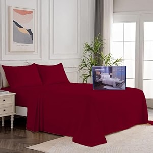 egyptian cotton stripe bed sheets 450 tc  sateen finish luxuries hotel comfortable 3 pieces flat sheet set 1 flat with 2 pillow cover bedsheet set for home burgundy stripe 3 by 6  single